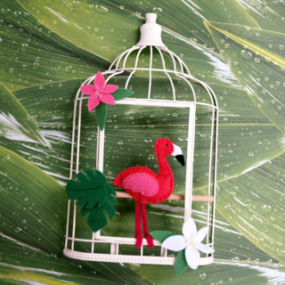 Flamingo Wandbild einfach selber machen aus Filz